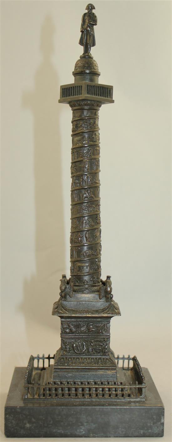 A late 19th / early 20th century bronze model of The Vendome Column, 12in.